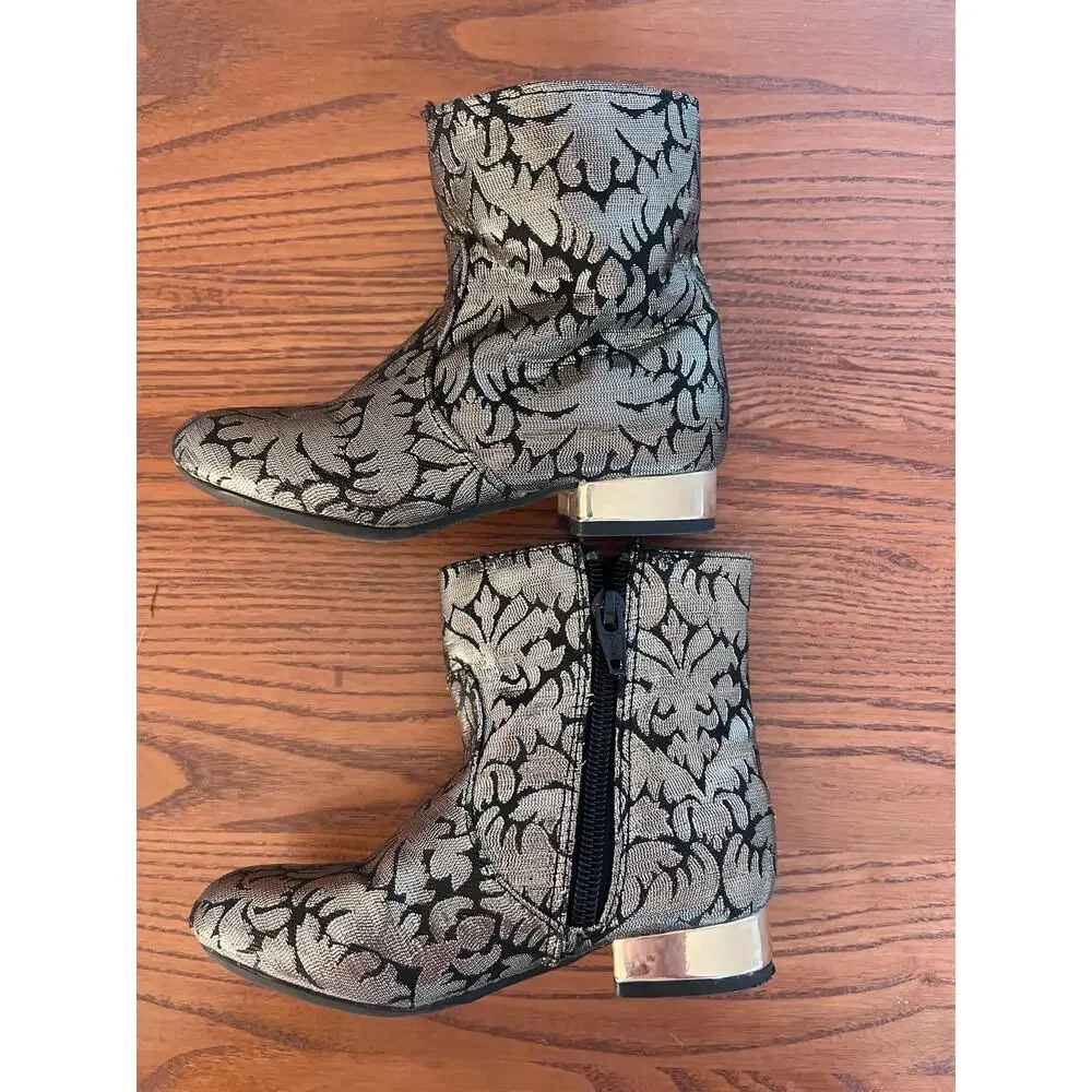 Genuine Kids/OshKosh black/silver brocade ankle boots Toddler girl size 10